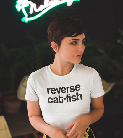 Reverse Cat-Fish Baby Tee Crop Top