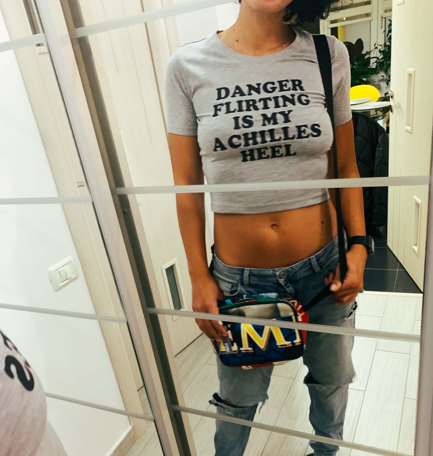 Danger Flirting Is My Achilles Heel Baby Tee Crop Top