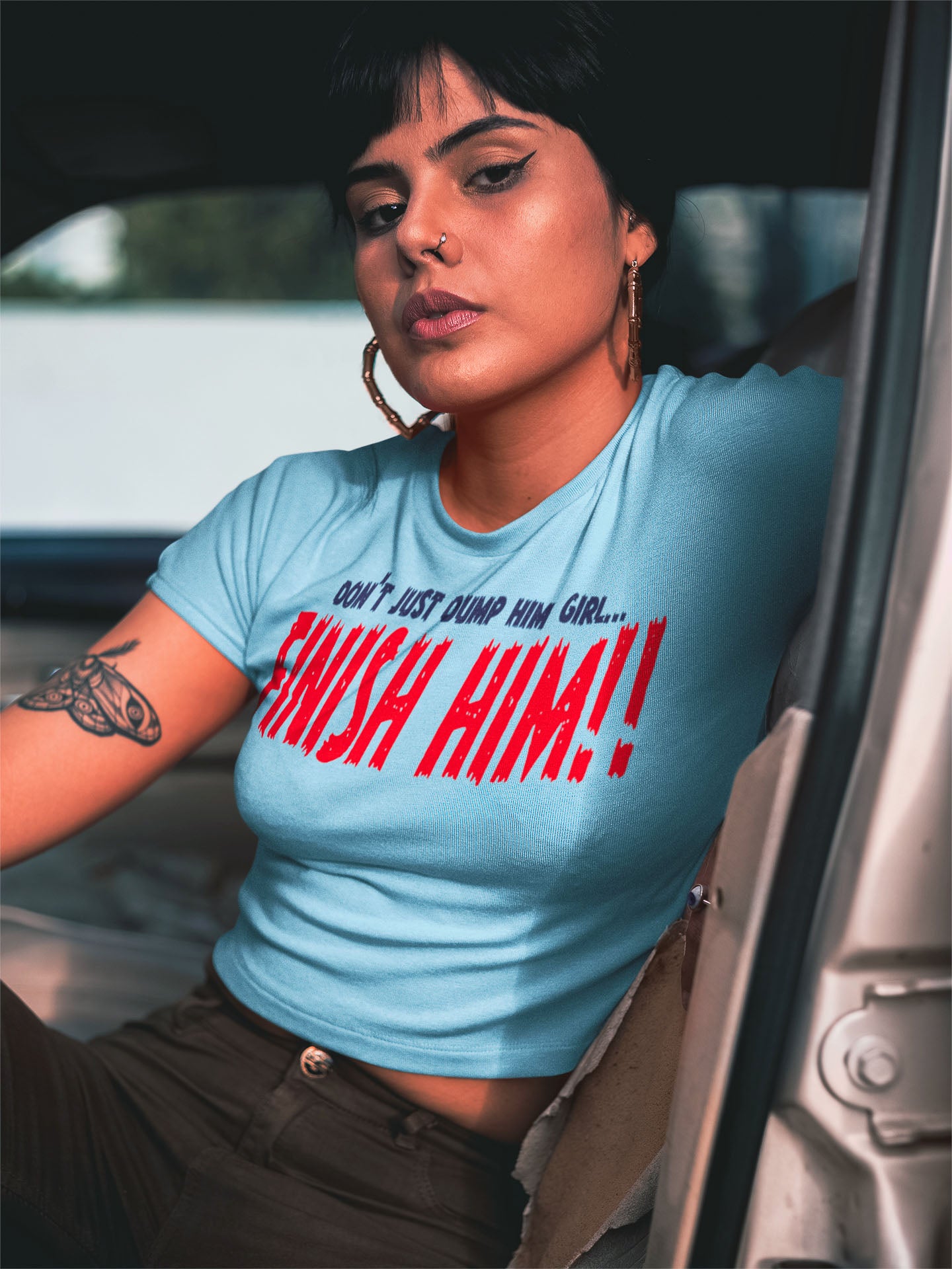 Don't Just Dump Him, FINISH HIM!! Baby Tee Crop Top