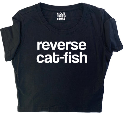 Reverse Cat-Fish Baby Tee Crop Top